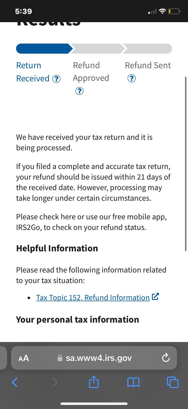 tax topic 152 after 21 days