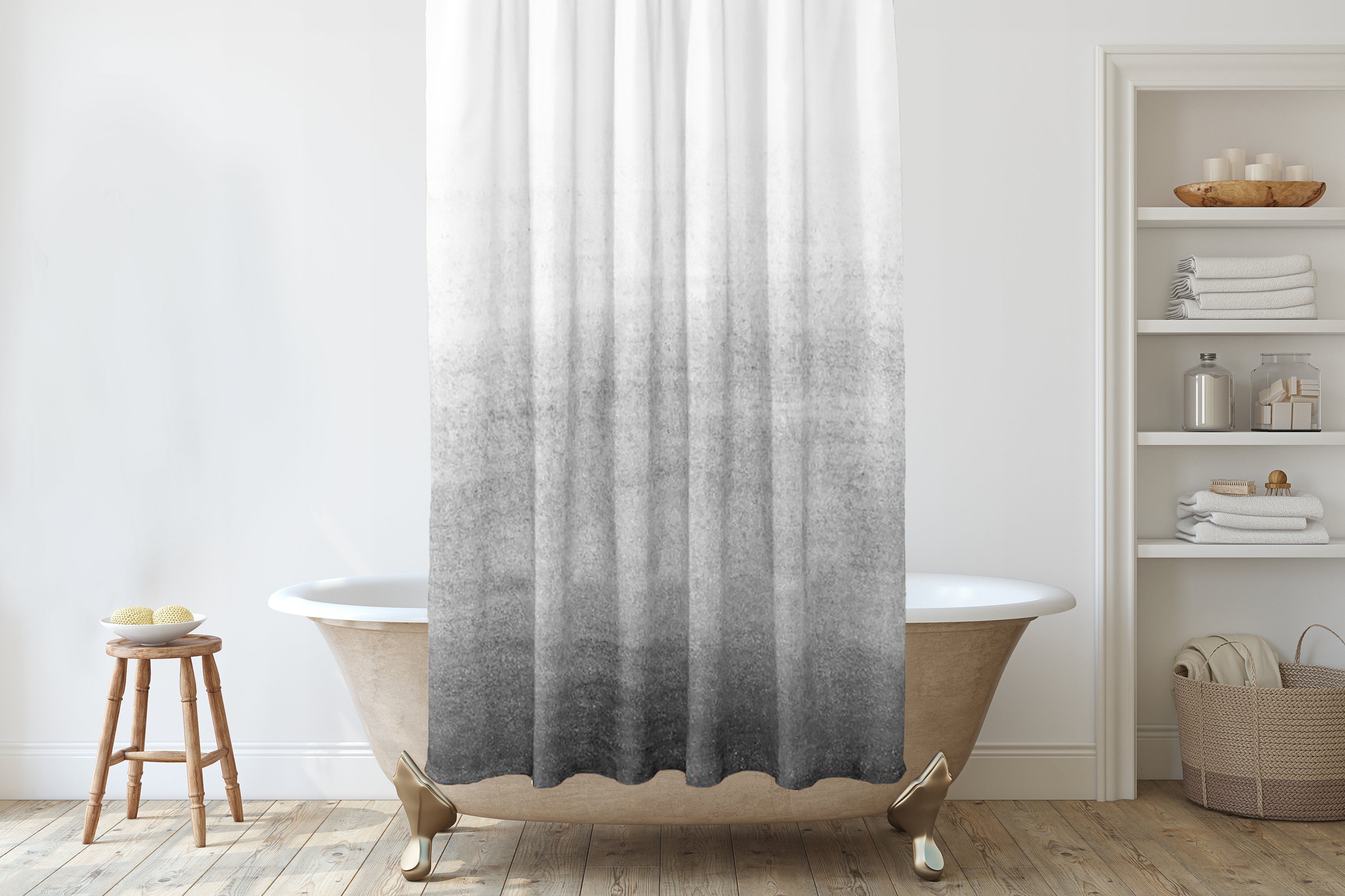 grey white shower curtain