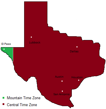 state of texas time zone