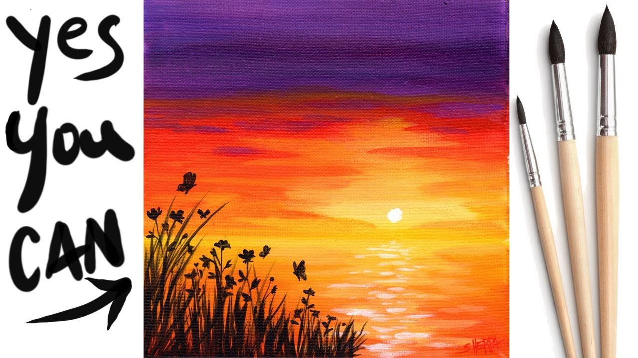 easy sunset painting tutorial