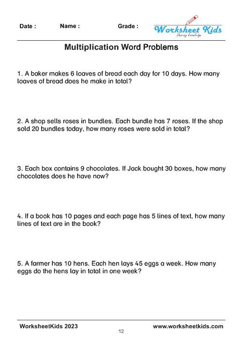 multiplication word problems grade 4 pdf