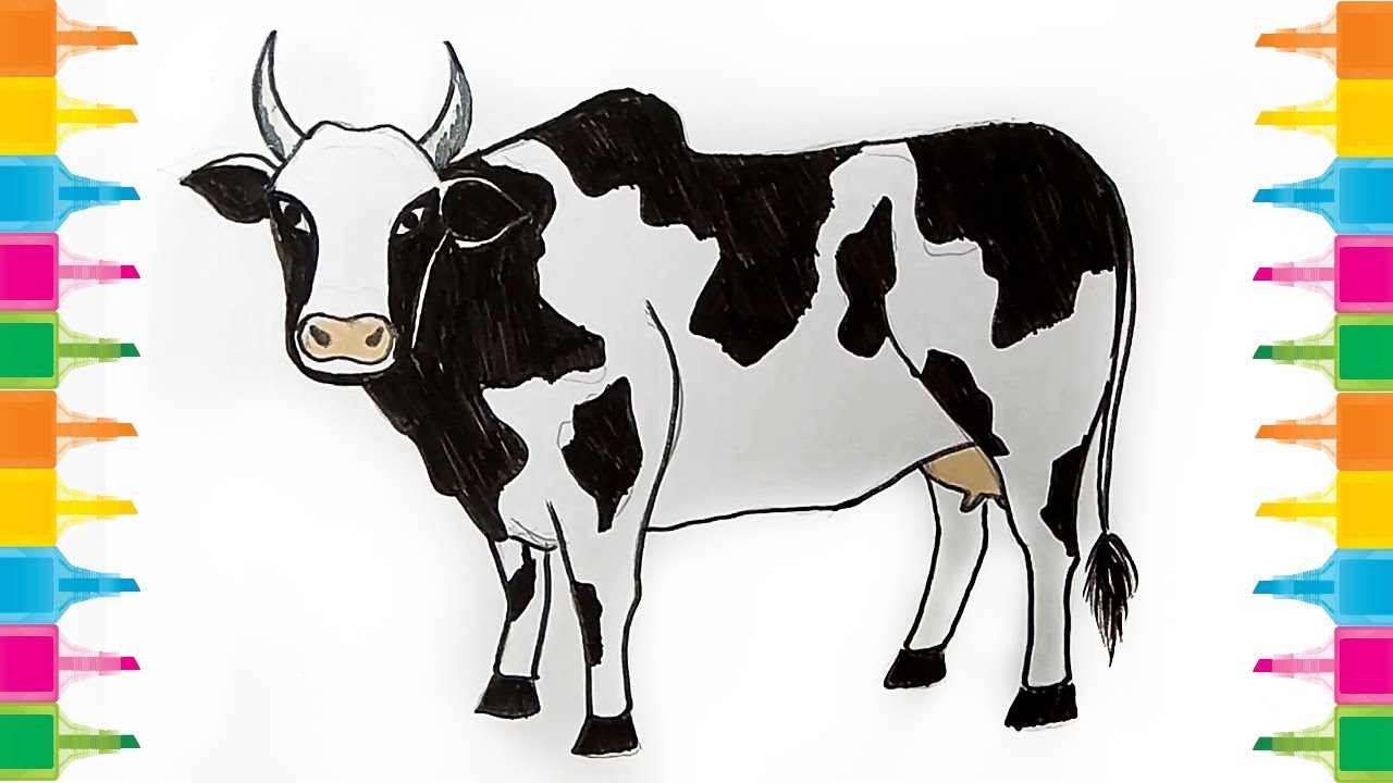 how to draw a cow for kids