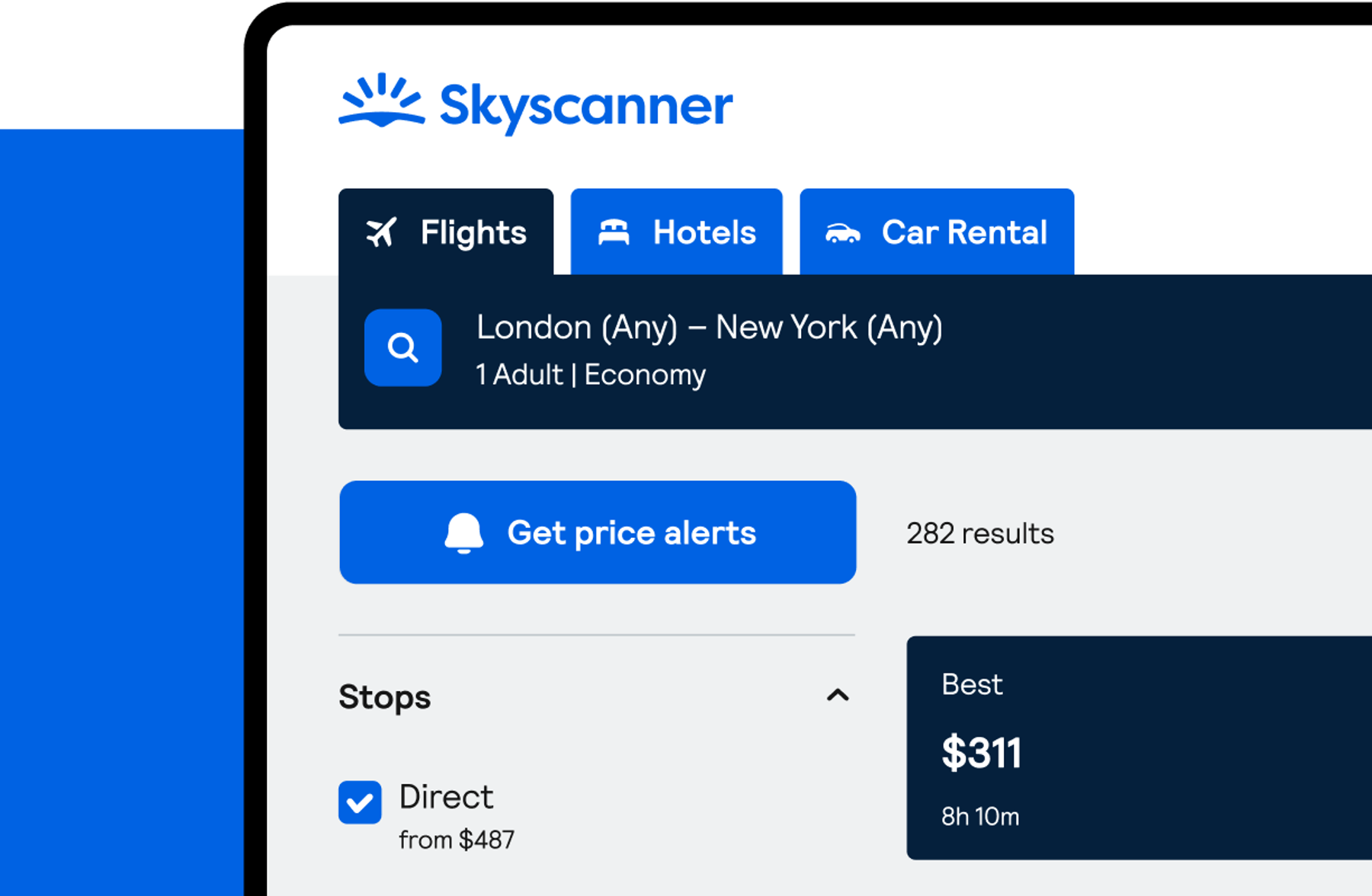 skyscanner price alert