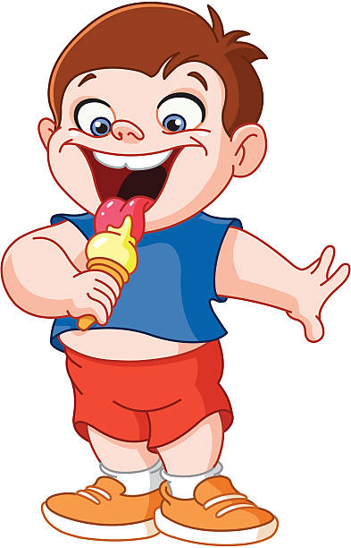 cartoon boy eating ice cream