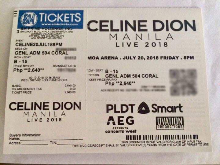 celine dion manila tickets