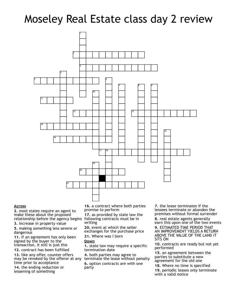 termination of a contract period crossword