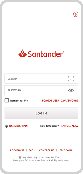 santander login online banking