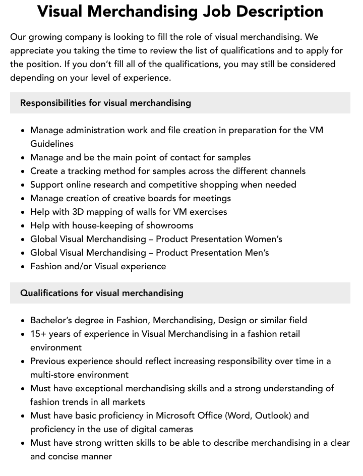 visual merchandising jobs