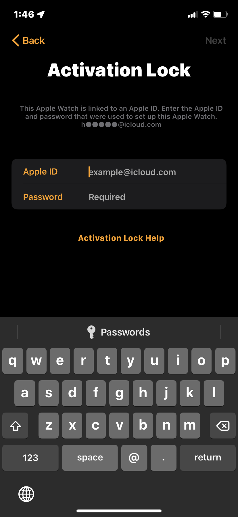 apple watch activation lock