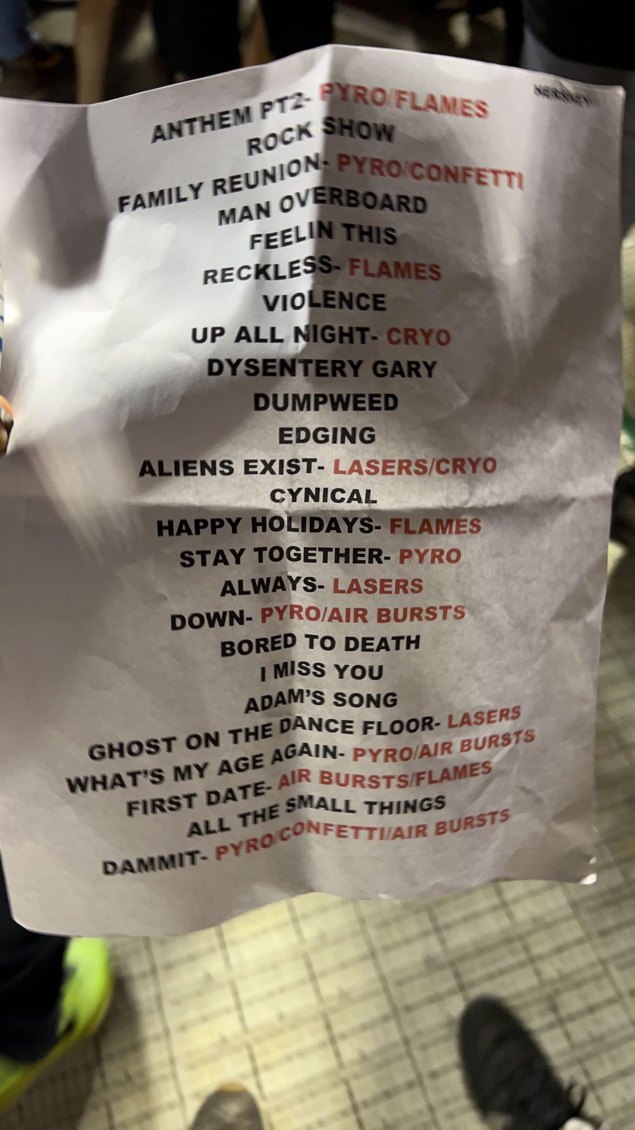 setlist blink 182