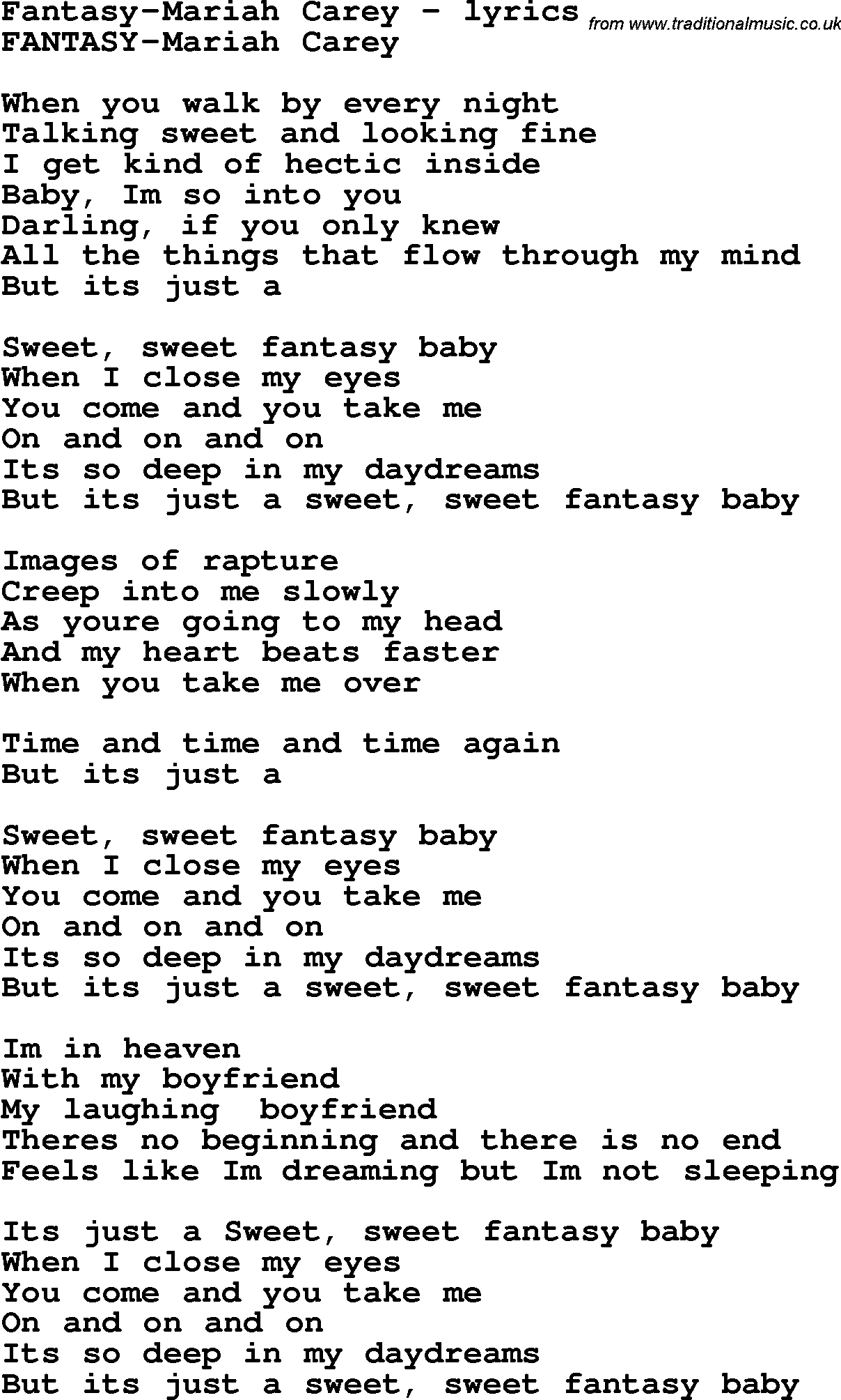 fantasy song lyrics