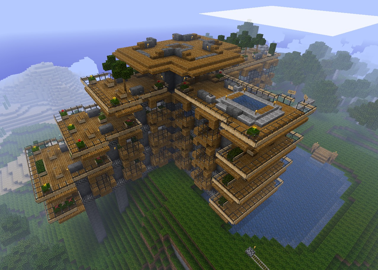 minecraft hillside mansion