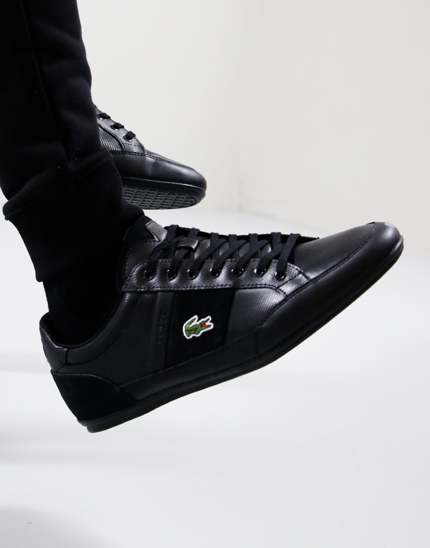 black mens lacoste trainers