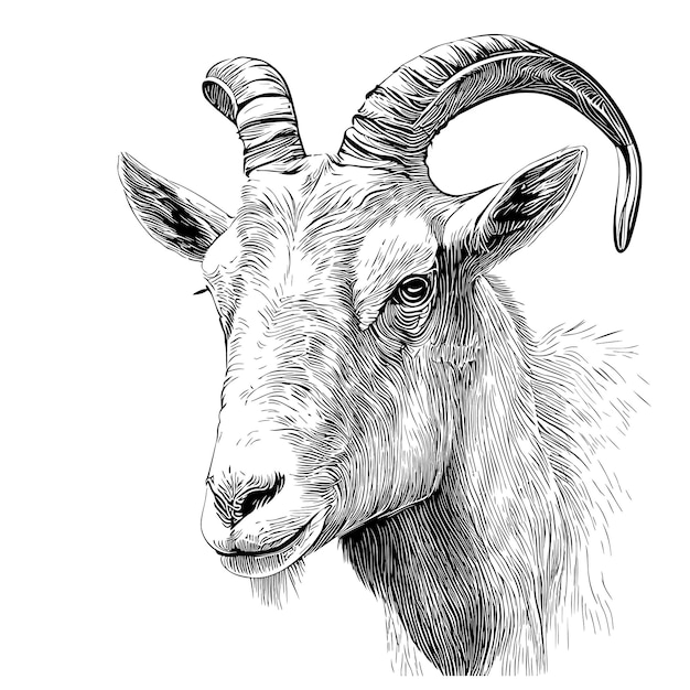 realistic goat head drawing