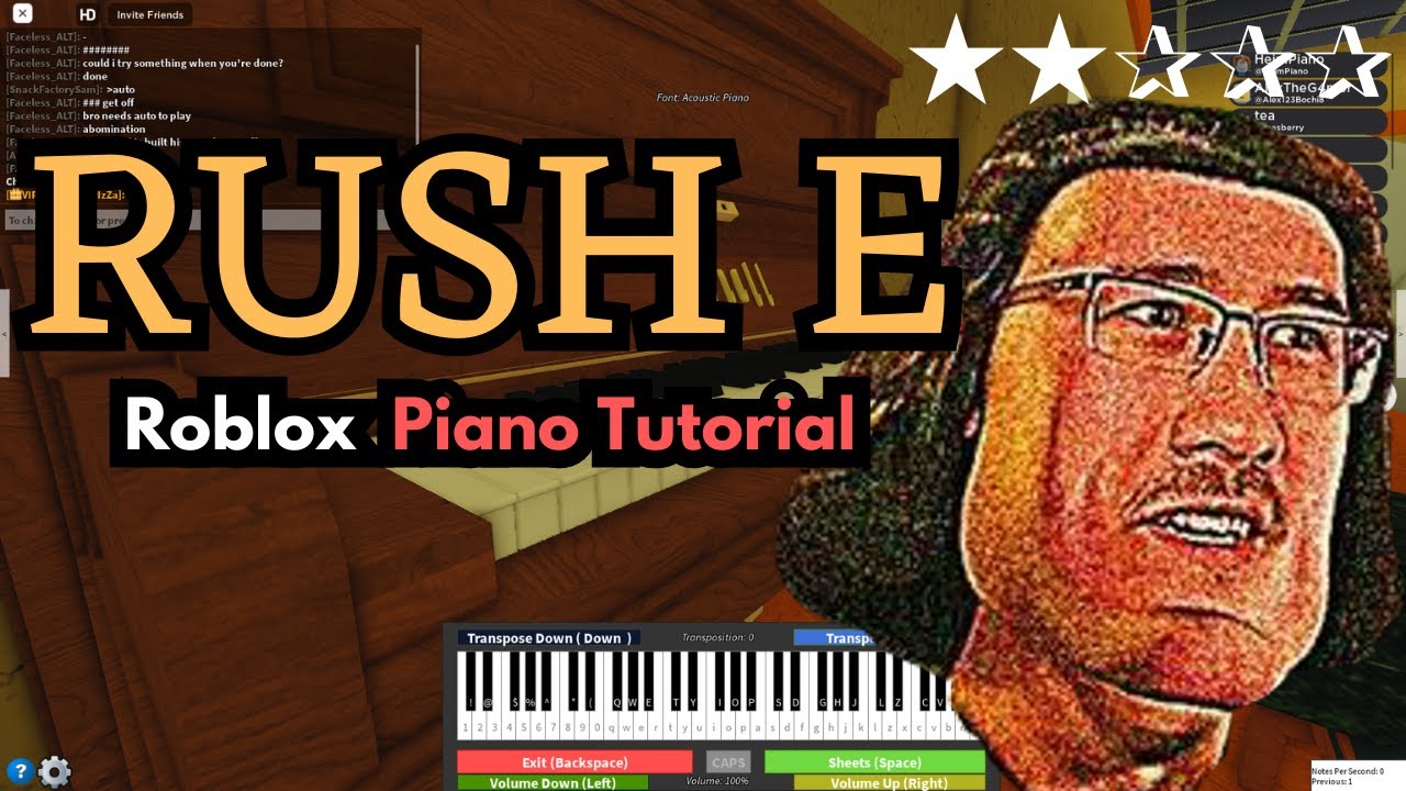 rush e roblox piano sheet