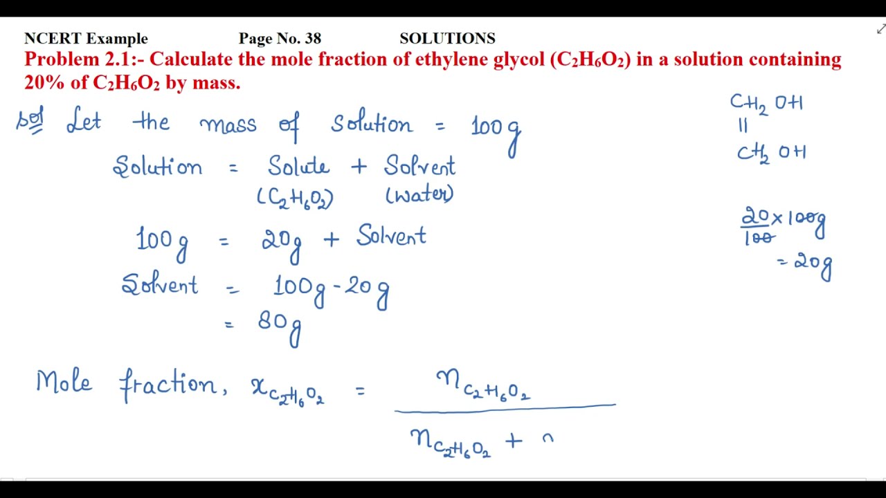 calculate the mole fraction of ethylene glycol