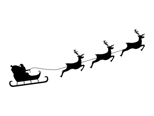 silhouette father christmas sleigh