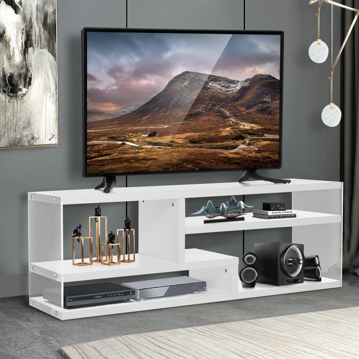 white wood tv stand