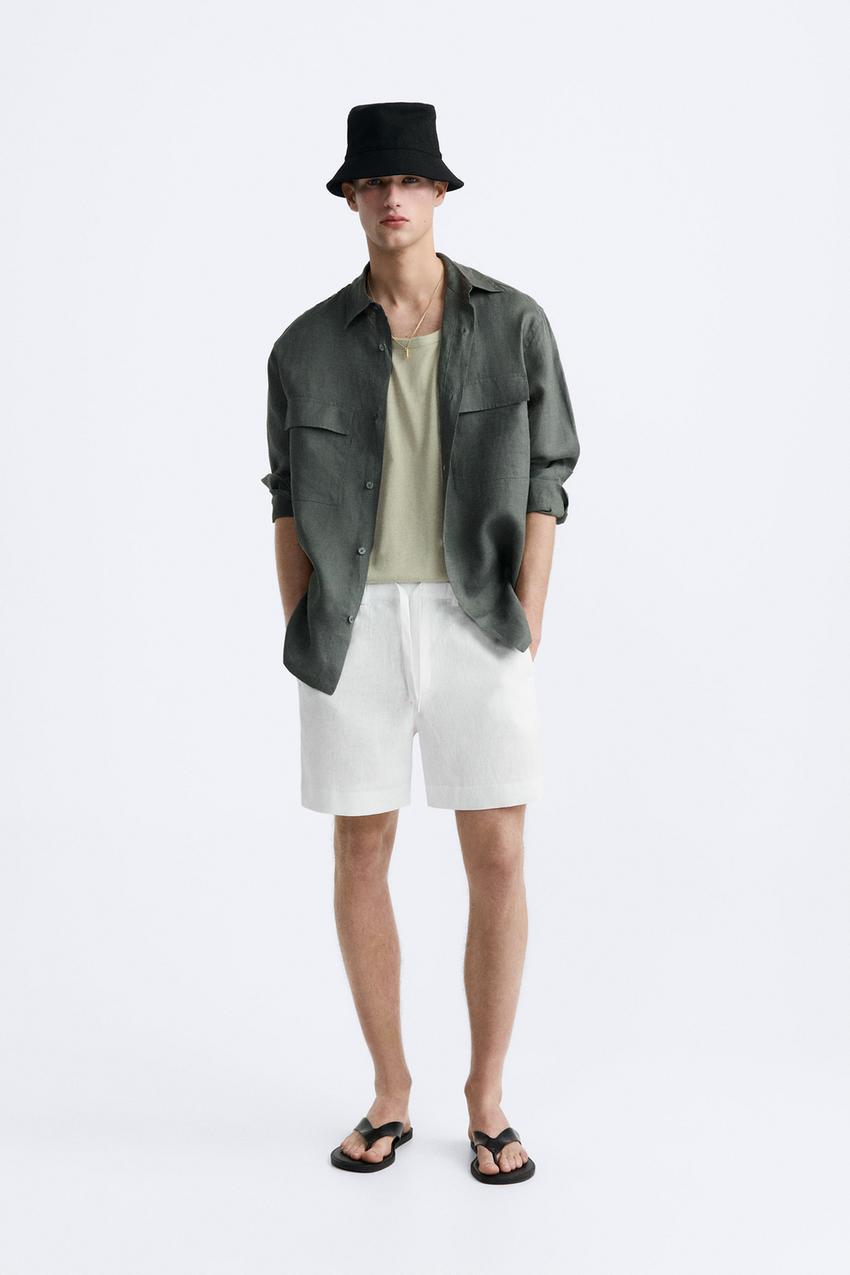 zara linen shorts