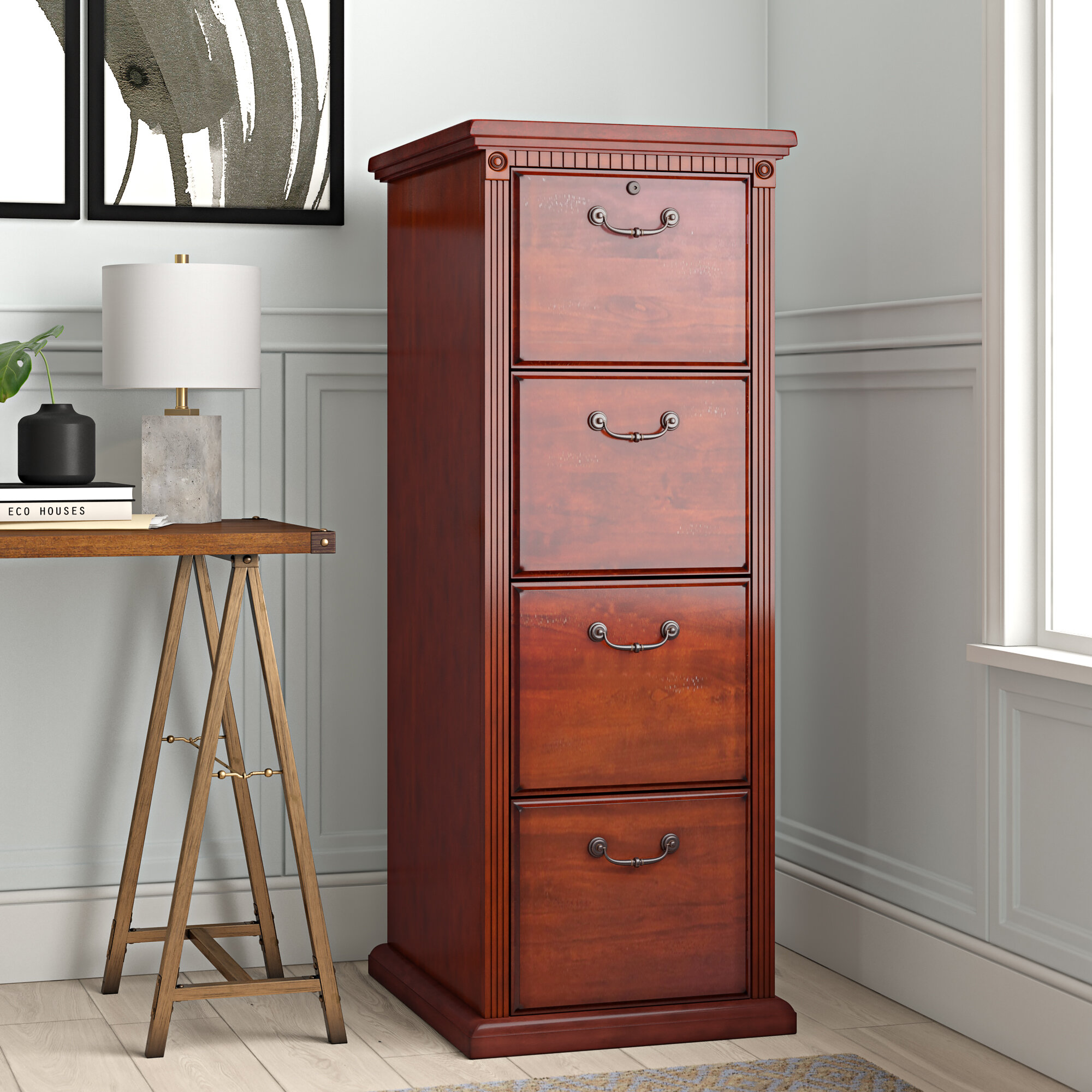 4 drawer wood file cabinet