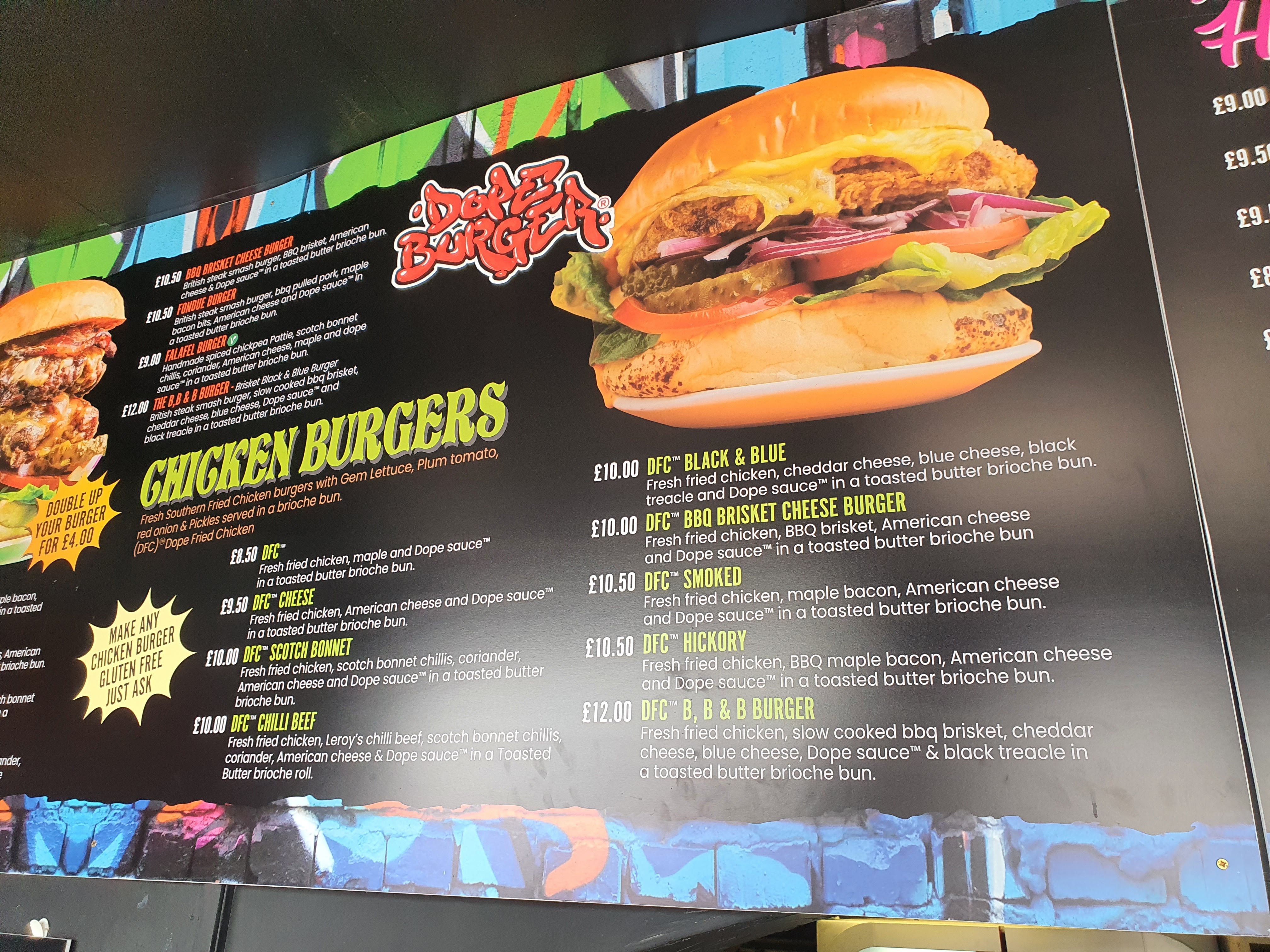 dope burger menu
