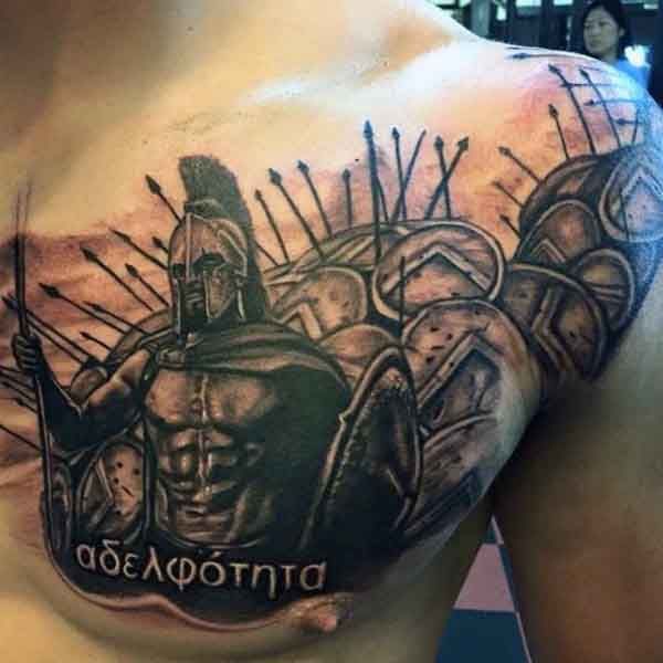 soldier chest tattoo