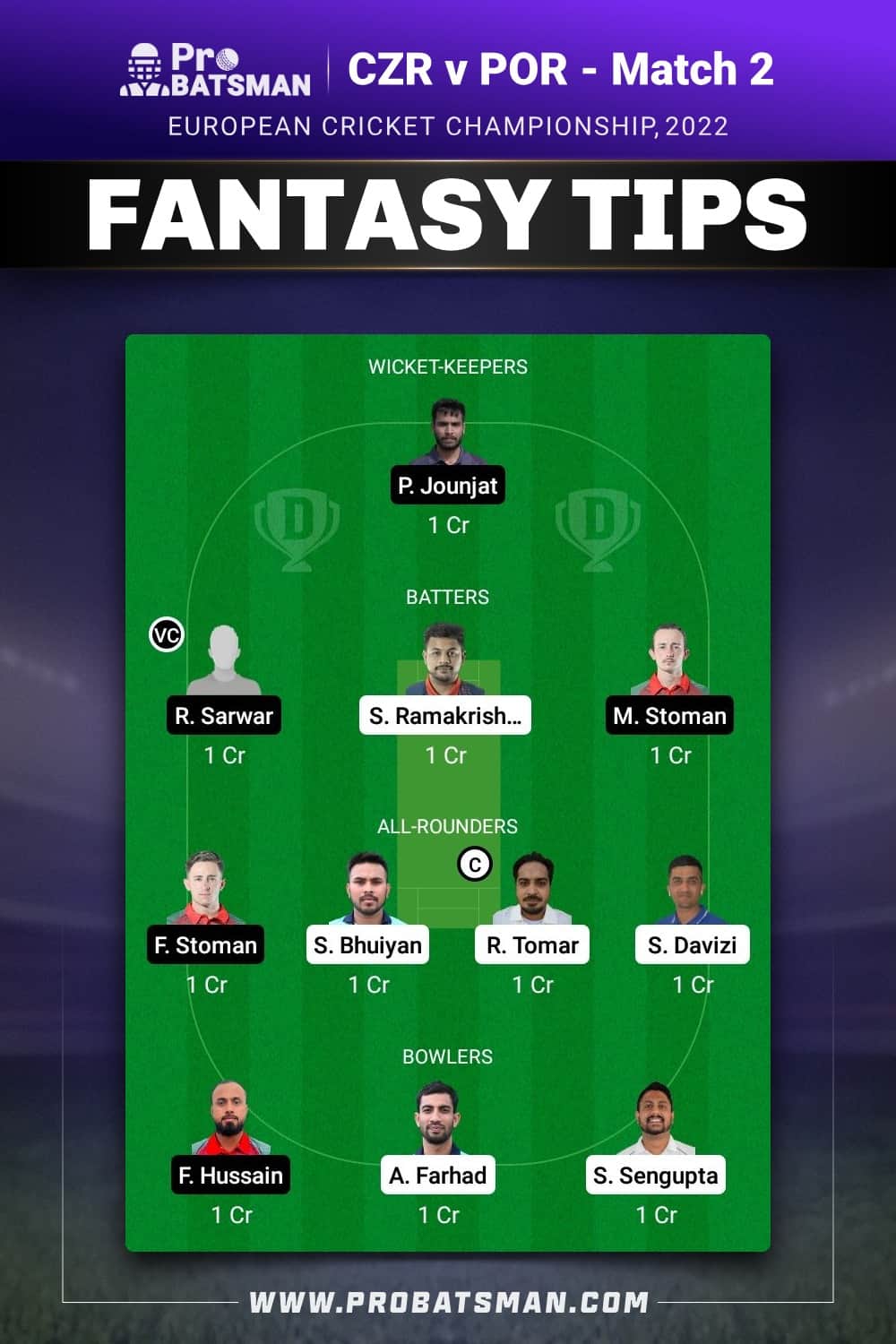 czr vs por dream11 prediction