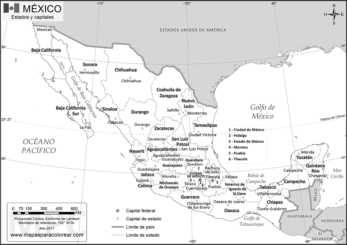 mapa de méxico con nombres de estados y municipios