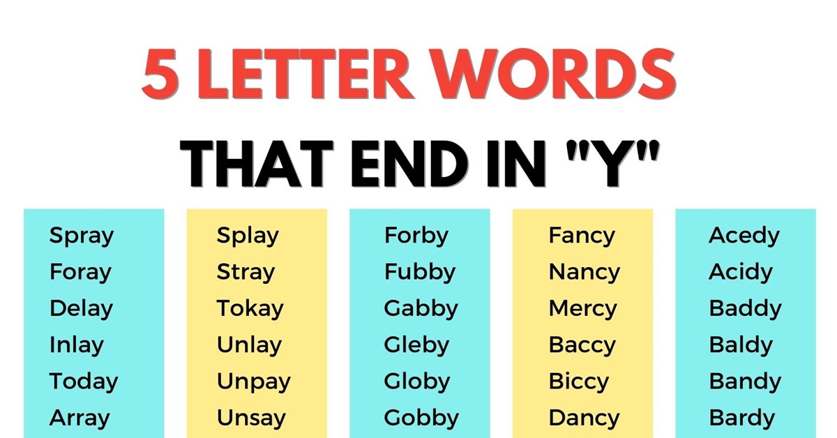 five letter words ending with y