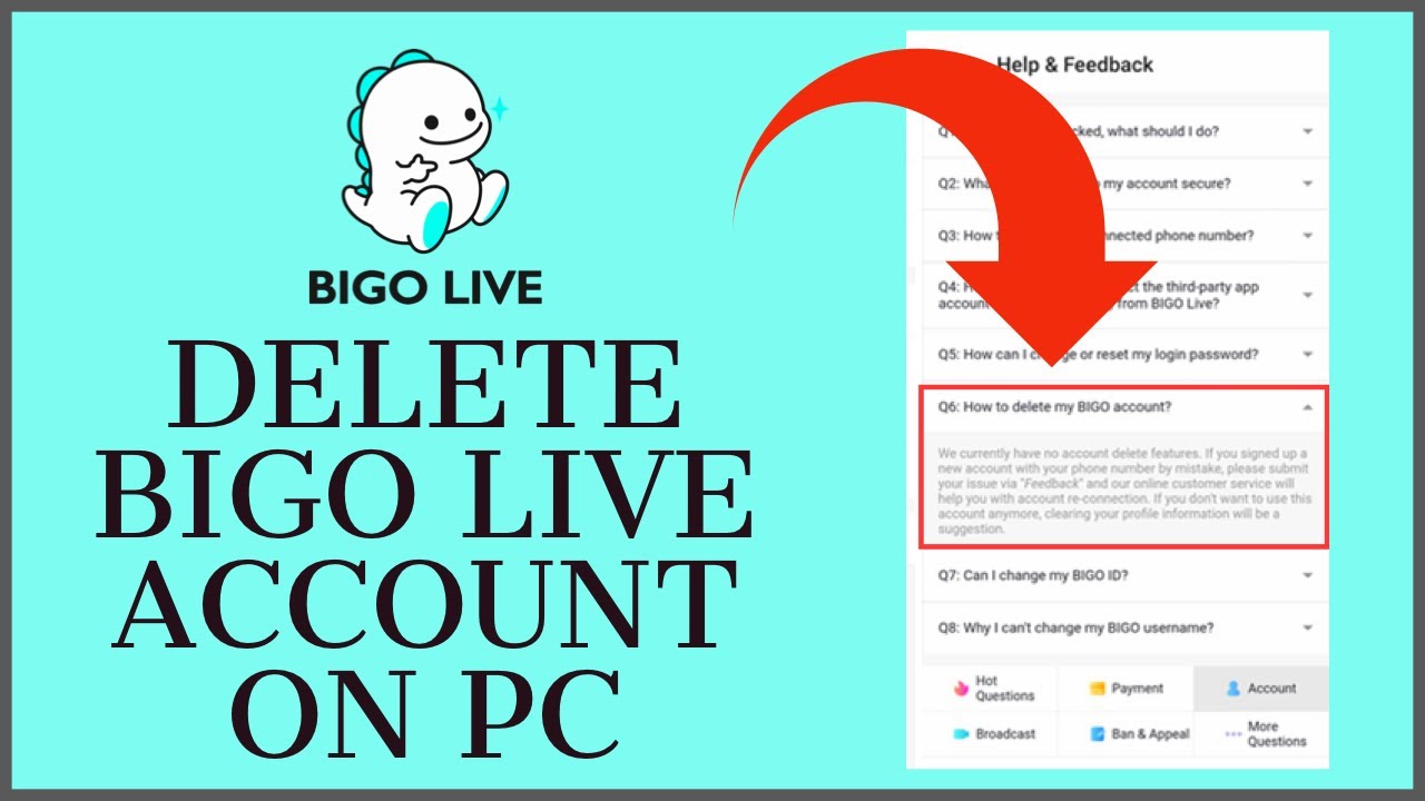 how to delete account bigo