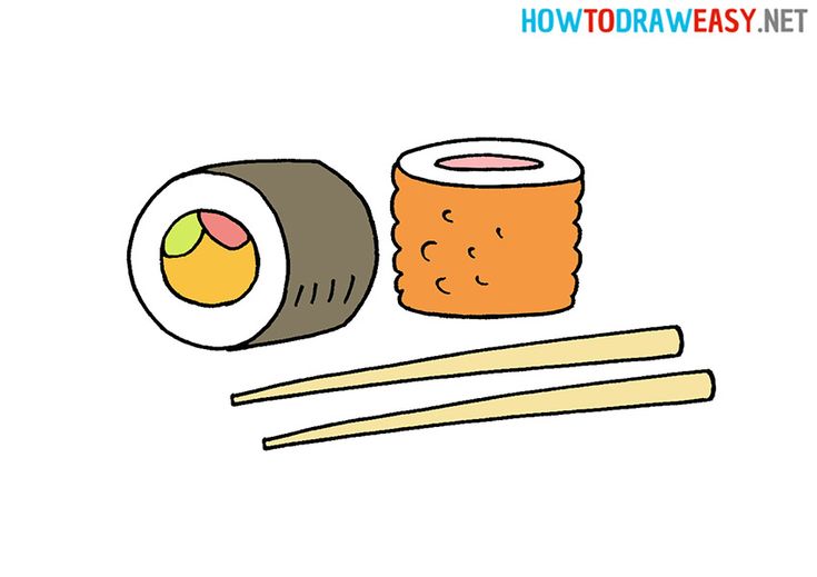 how to draw sushi easy step by step