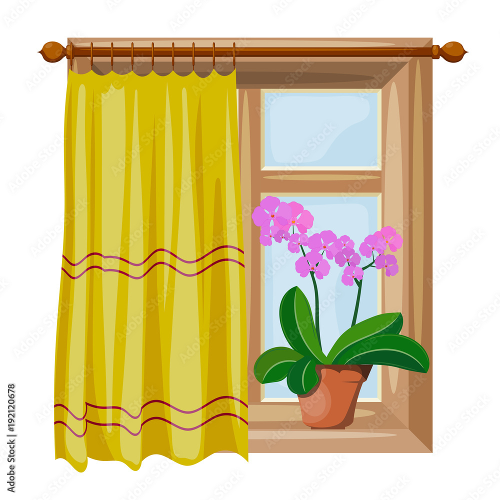 cartoon window curtains