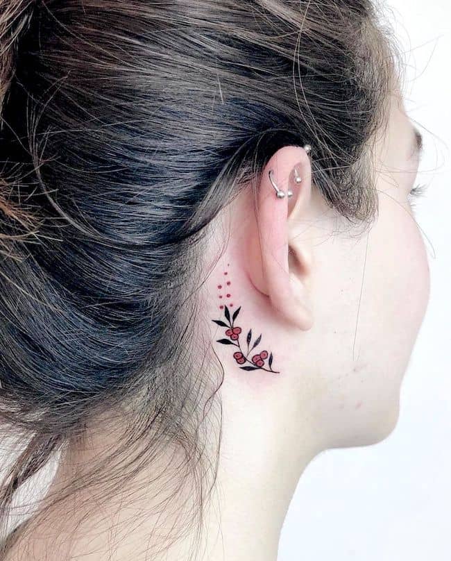 back of earlobe tattoo