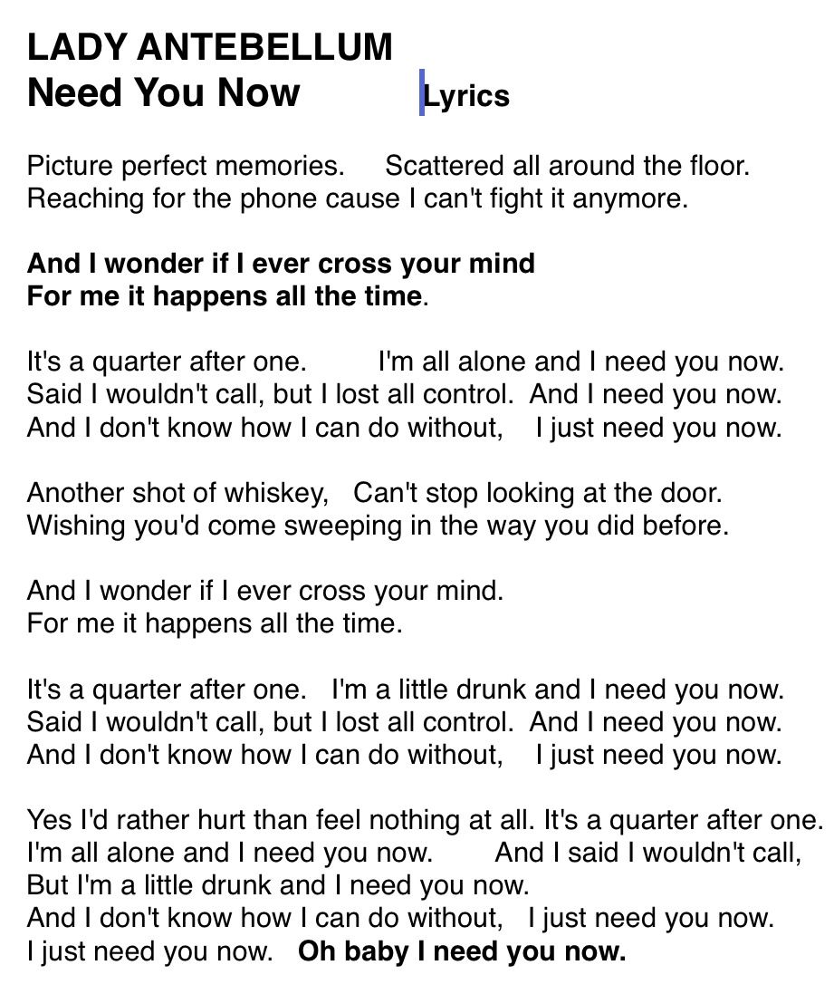 i need you lyrics