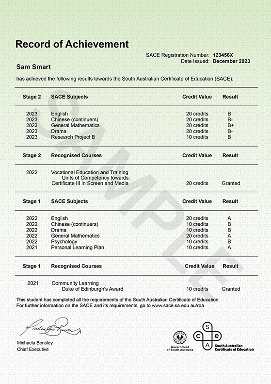 sace exam schedule