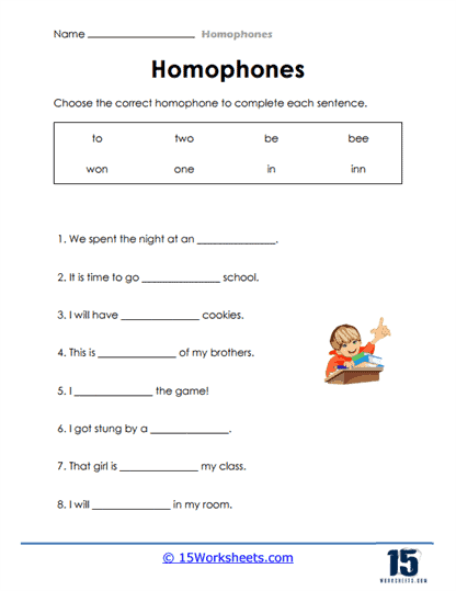 homophones worksheets