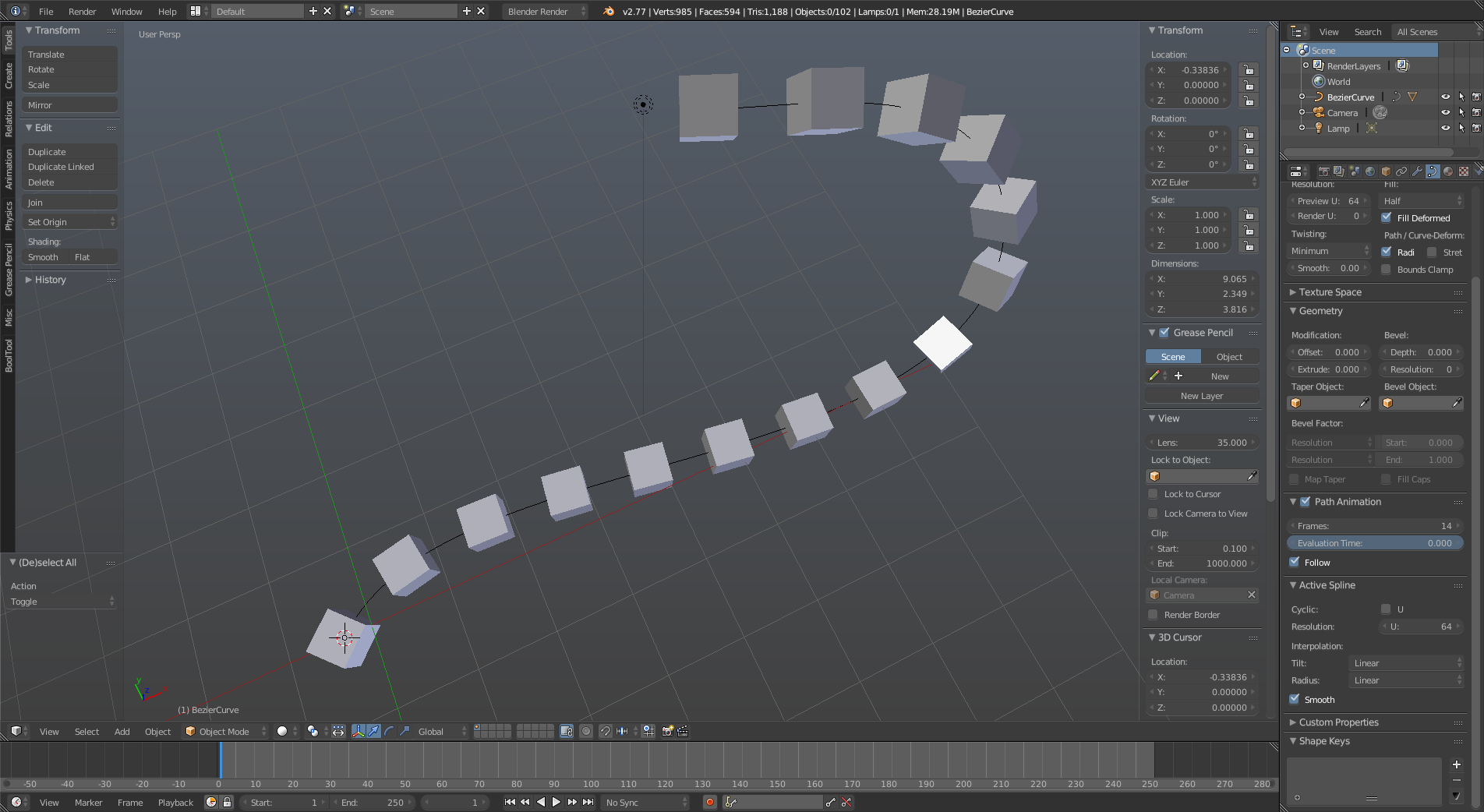 blender array to curve