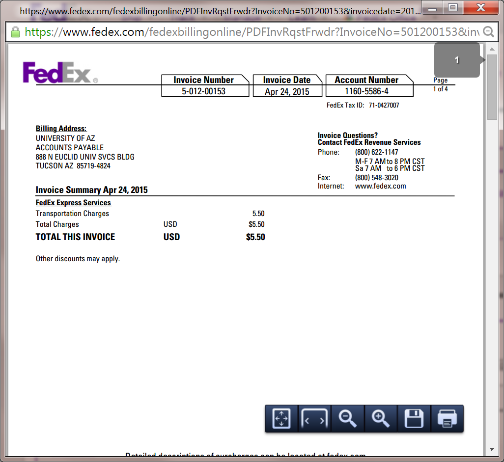 fedex invoice