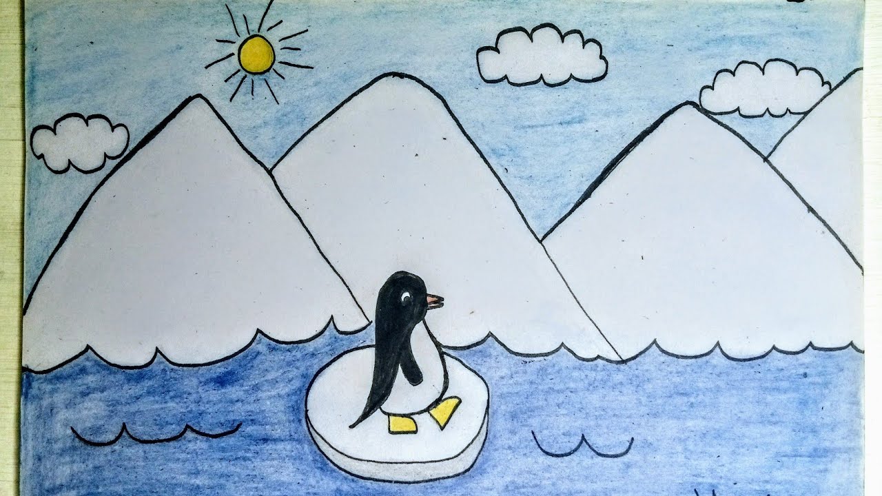 penguin scenery drawing