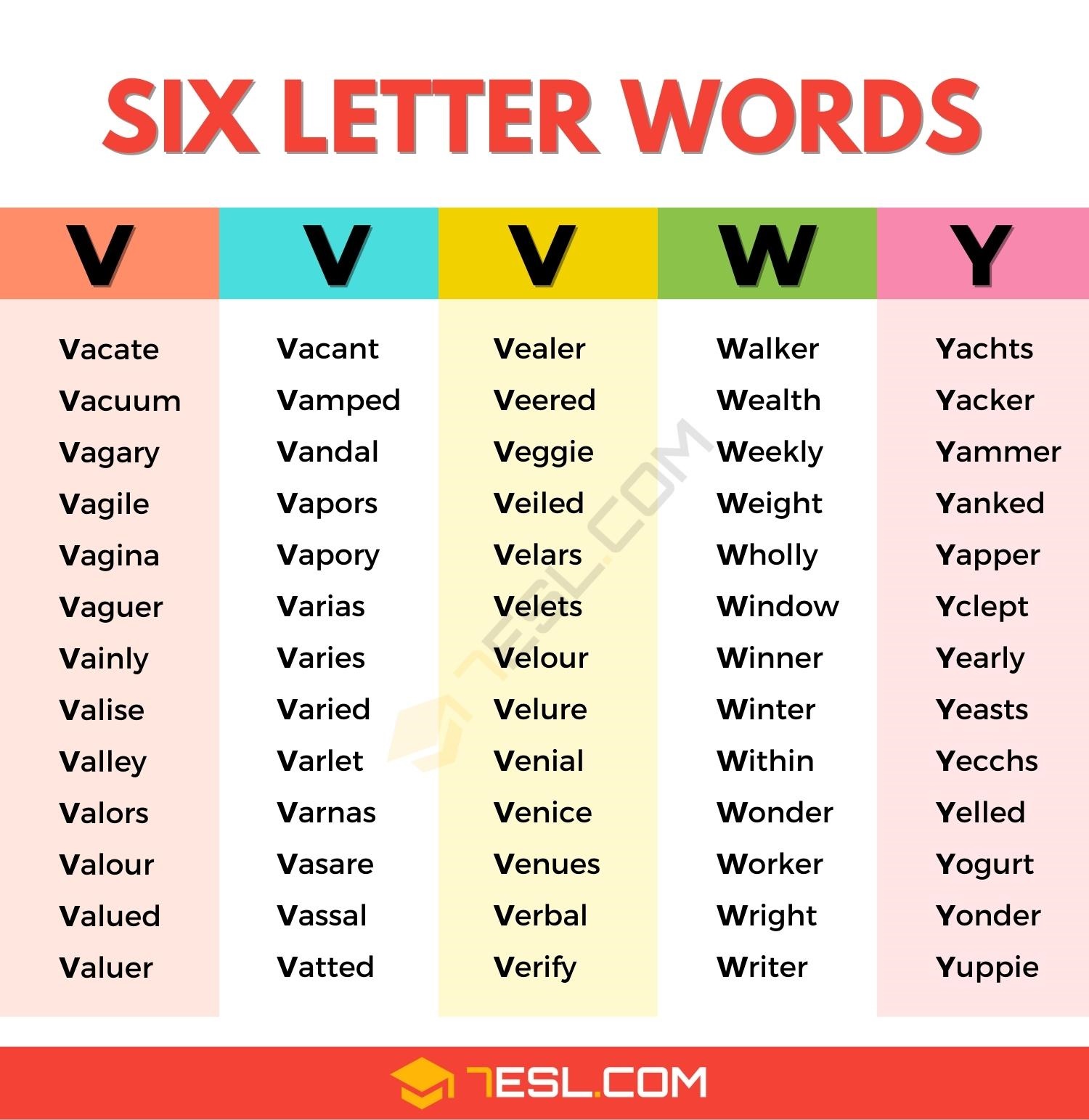 6 letter words using the following letters