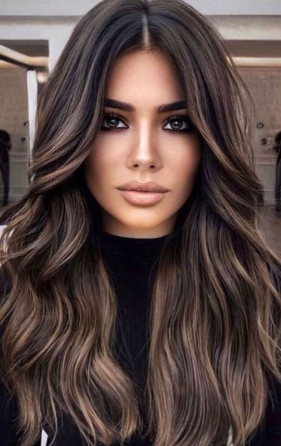 chocolate hair with highlights