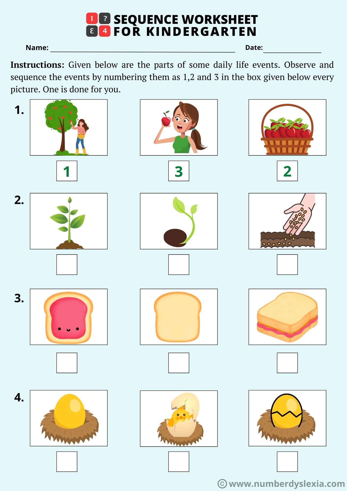 sequencing worksheets for kindergarten