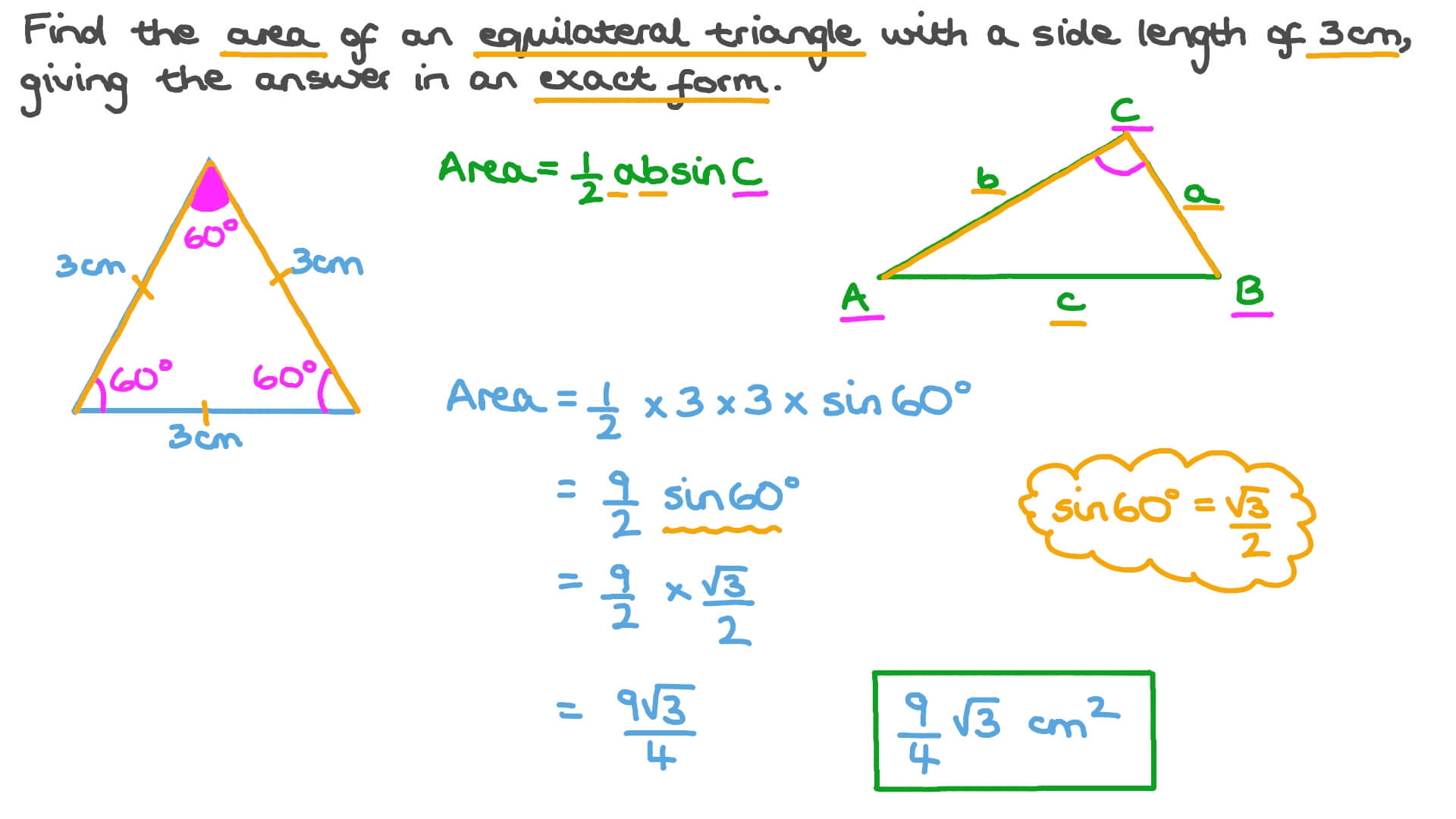 area of equilateral triangle is equal to