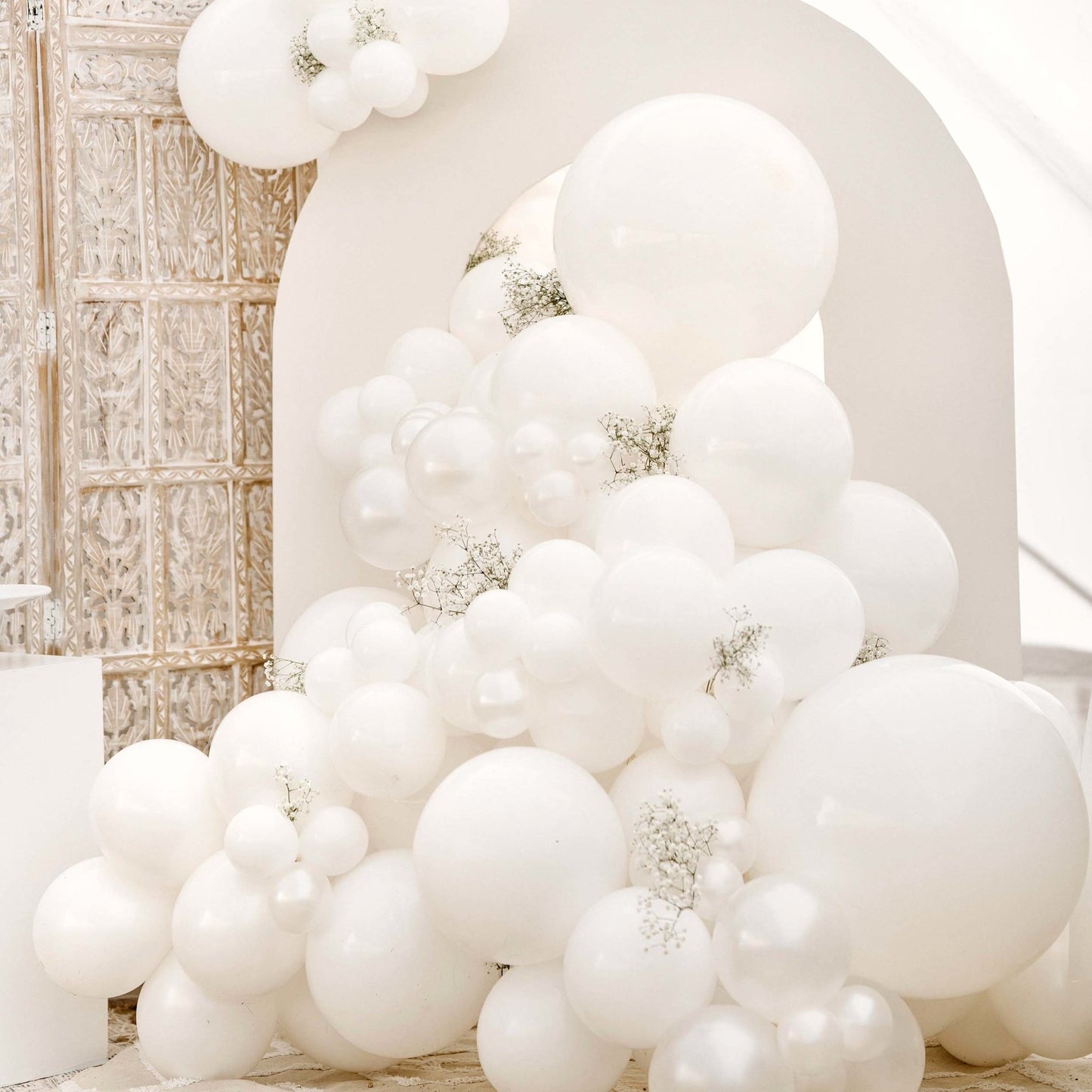 white balloon garland