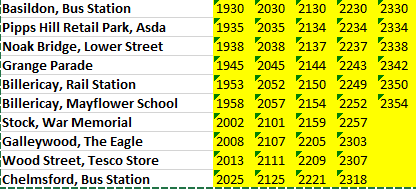 300 bus timetable chelmsford