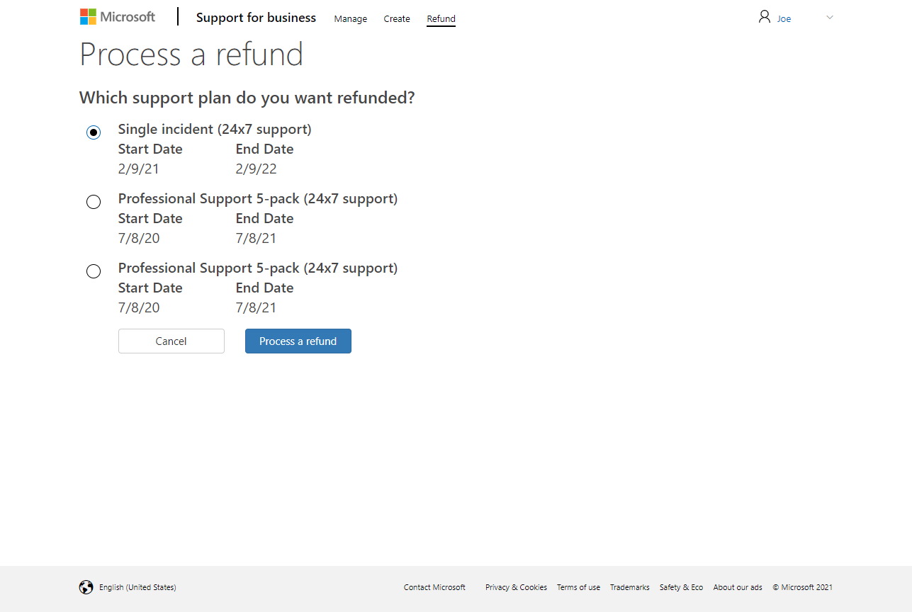 microsoft refunds