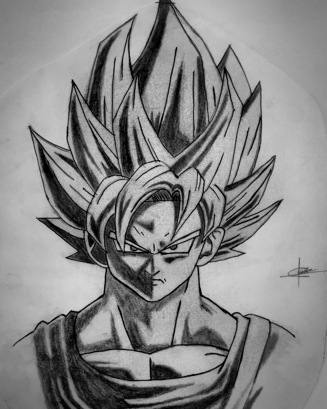 imagen de goku blanco y negro