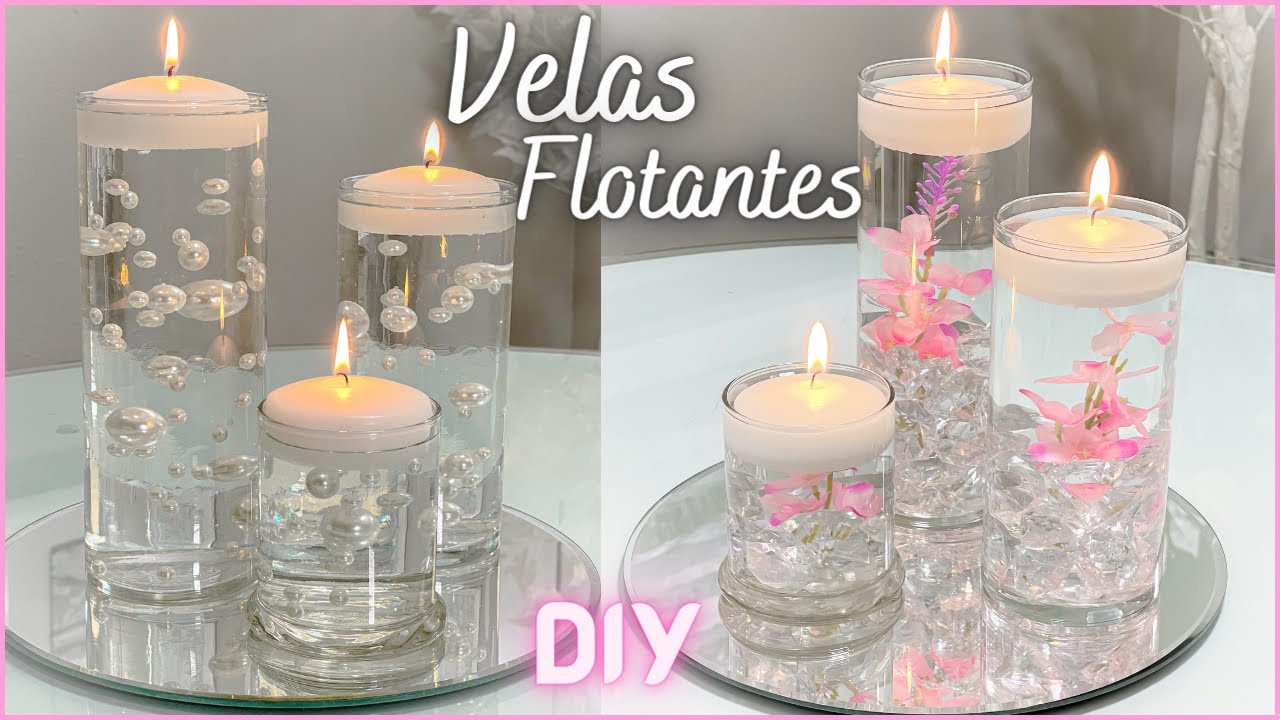 centros de mesa con velas flotantes