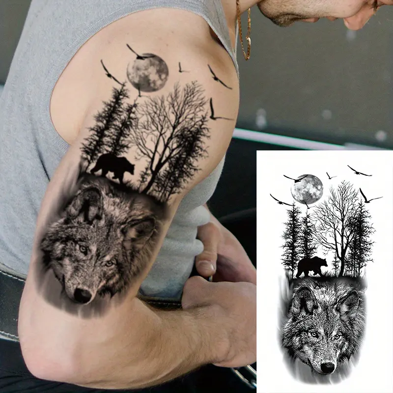 half arm forest tattoo