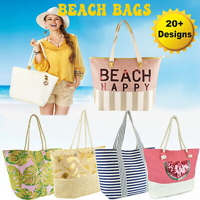 straw beach bag with zipper